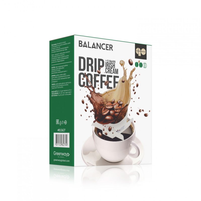 Свежеобжаренный натуральный молотый кофе BALANCER со вкусом ирландского крема, 5 дрип-пакетов